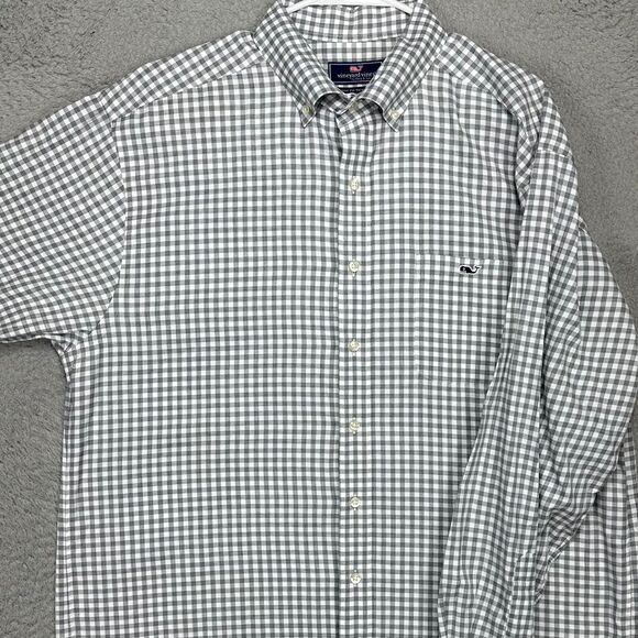 Vineyard Vines Shirt Adult Large Gray Check Button Down Classic Fit Tucker Mens